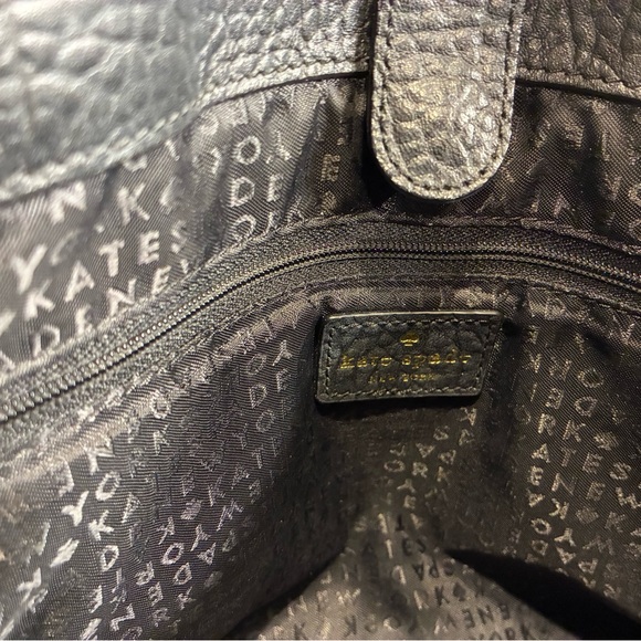 Kate Spade Tote Purse Black with gold accent and lattice detail - Picture 10 of 14